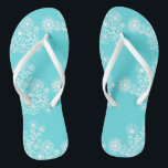 Blue Floral Wedding Reception Flip Flops<br><div class="desc">A cute guest favor addition to your destination beach or poolside wedding reception! Let your lady guests dance the night away in these comfortable "dancing shoes" flip flops. Place the flip flops in a basket beside the dance floor. Sample background color is shown in aaqua blue-click "customize it" to change...</div>