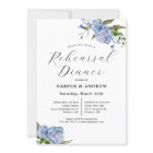 Blue Floral Wedding Rehearsal Dinner Invitation