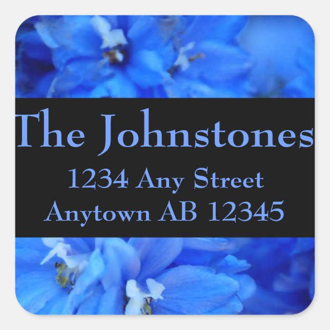 Blue Floral Wedding Return Address Label (Front)