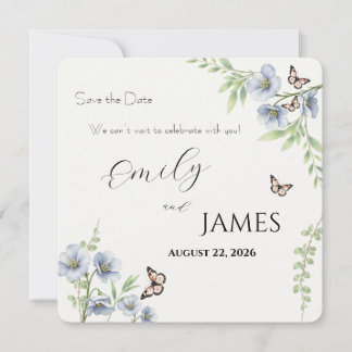 Blue Floral Wedding Save the Date