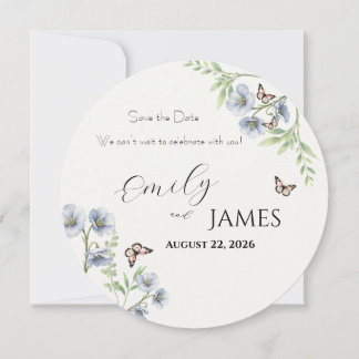 Blue Floral Wedding Save the Date