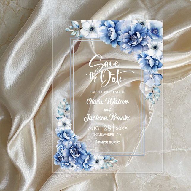 Blue Floral Wedding Save the Date (Creator Uploaded)