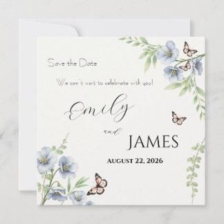 Blue Floral Wedding Save the Date