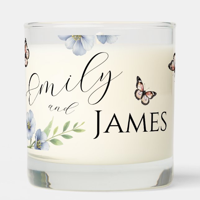 Blue Floral Wedding Scented Candle (Front)
