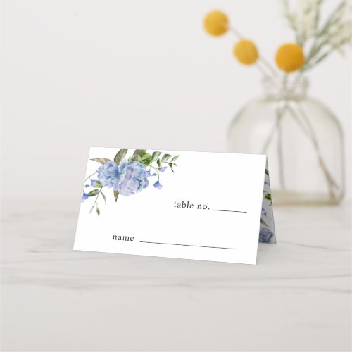 Blue Floral Wedding Table Number Place Card