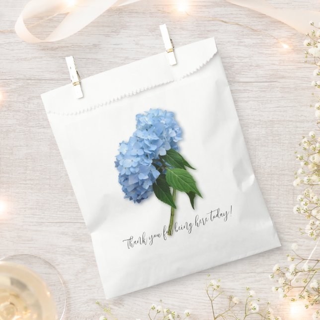 Blue Floral Wedding Thank You Message Favor Bag (Clipped)