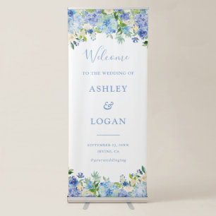 Blue floral Wedding Welcome Retractable Banner