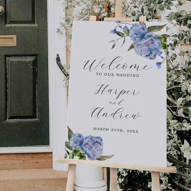 Blue Floral Wedding Welcome Sign (Creator Uploaded)