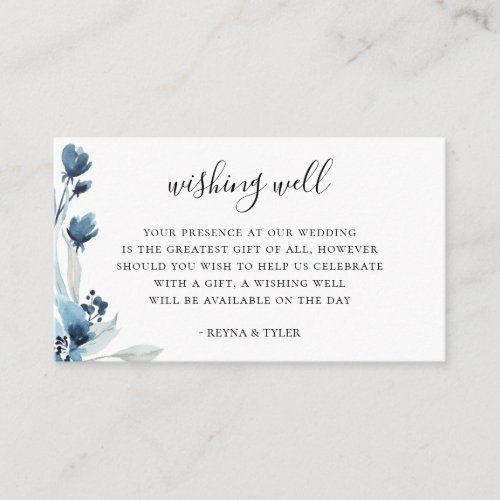 Blue Floral Wedding Wishing Well Enclosure Card