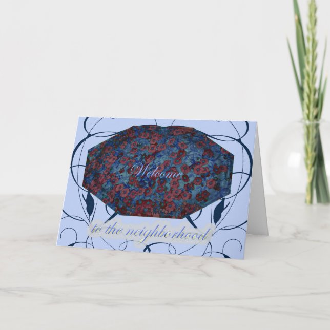 Blue Floral Welcome to the Neighborhood Card (Front)