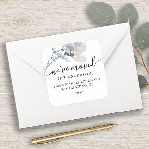 Blue Floral We've Moved New Address label