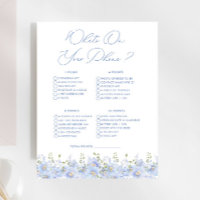 Blue Floral What On Your Phone Bridal Shower Game