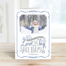 Blue Floral Whimsy 2 Photo Folded