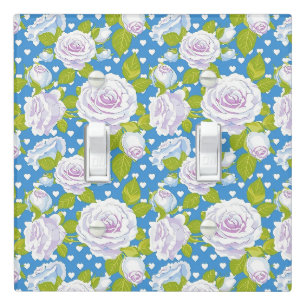 Blue Floral White Rose Trendy Sylish Light Switch Cover