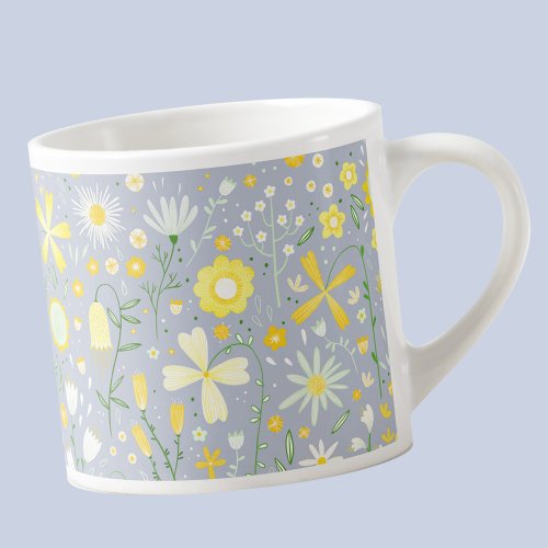 Blue Floral Wildflower Espresso Cup