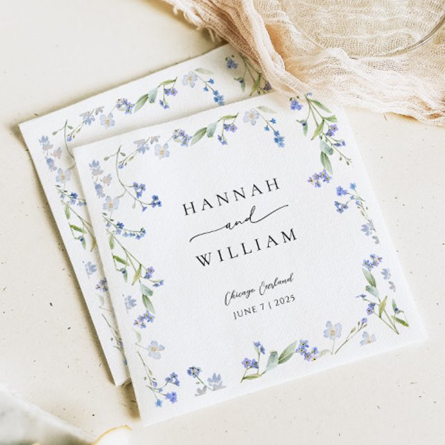 Blue Floral Wildflower Wedding  Napkins (Creator Uploaded)