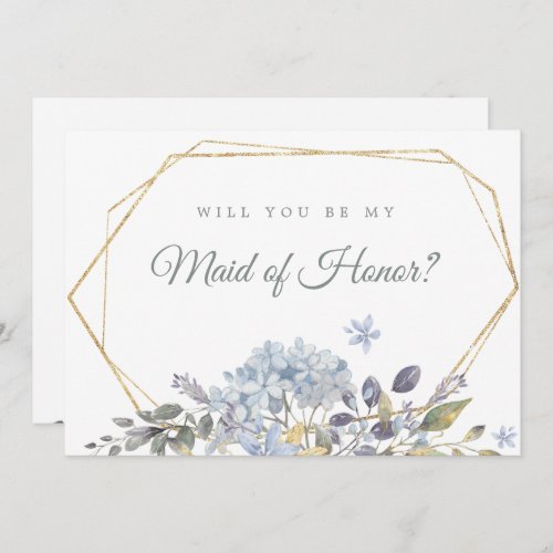 Blue Floral Will You Be My Maid of Honor Card