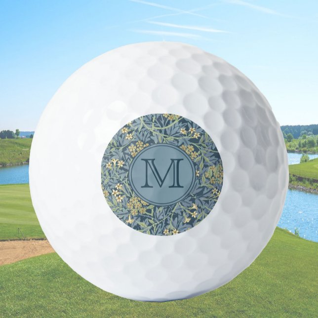 Blue Floral William Morris Custom Initial Ladies Golf Balls (Creator Uploaded)