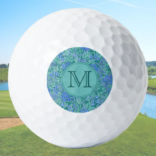 Blue Floral William Morris Custom Initial Ladies Golf Balls (Creator Uploaded)