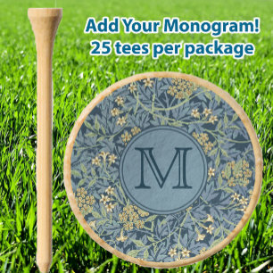 Blue Floral William Morris Custom Initial Ladies Golf Tees