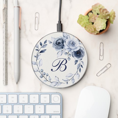 Blue Floral Wireless Phone Charger
