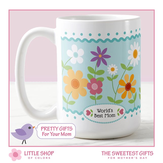 Blue Floral World's Best Mom Mother's Day Coffee Mug (Creator Uploaded)