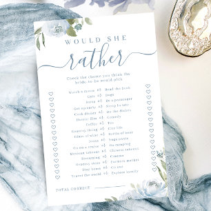 Blue floral would she rather bridal shower game
