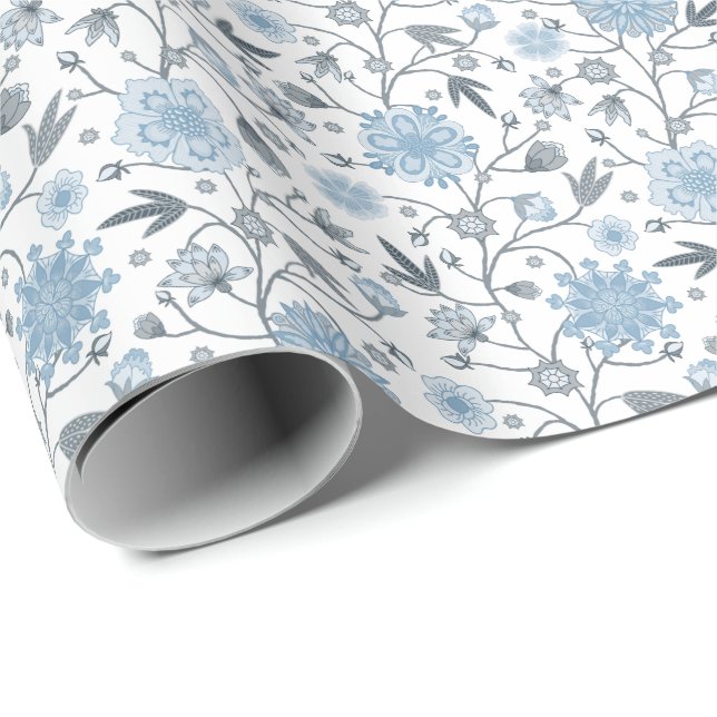 Blue floral  wrapping paper (Roll Corner)