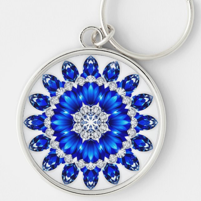 🌿 Blue Floral Wreath Charm Gift 🔑 Keychain (Front)
