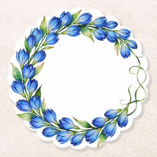 Blue Floral Wreath Coaster