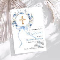Blue floral wreath cross bow boy baptism