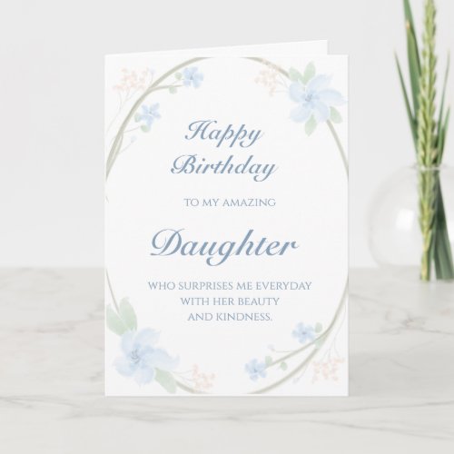 Blue Floral Wreath Daughter Birthday