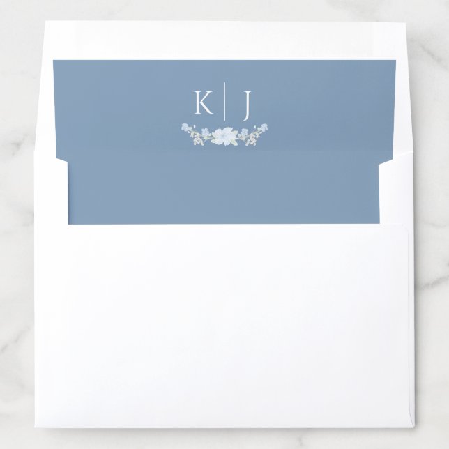 Blue Floral Wreath Envelope Liner (Blue) (In Envelope)