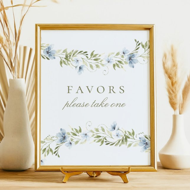 Blue Floral Wreath Favors Baby Shower Sign (Creator Uploaded)