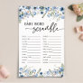 Blue Florals Baby Word Scramble Baby Shower Game