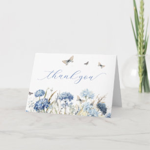 Blue Florals & Butterflies Calligraphy Thank You