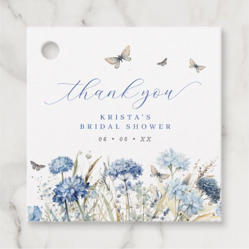 Blue Florals  Butterflies Thank You Bridal Shower Favor Tags