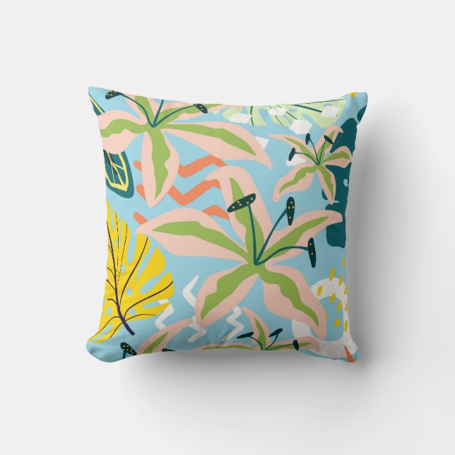 Blue Florals Throw Pillow (Front)