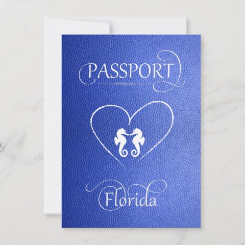 Blue Florida Passport Save the Date Card