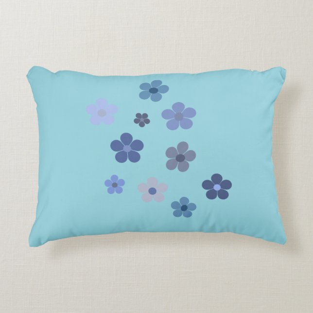 Blue Floural Accent Pillow (Front)