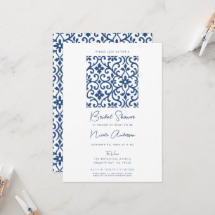 Blue Flourish Baroque Old World Bridal Shower Invitation