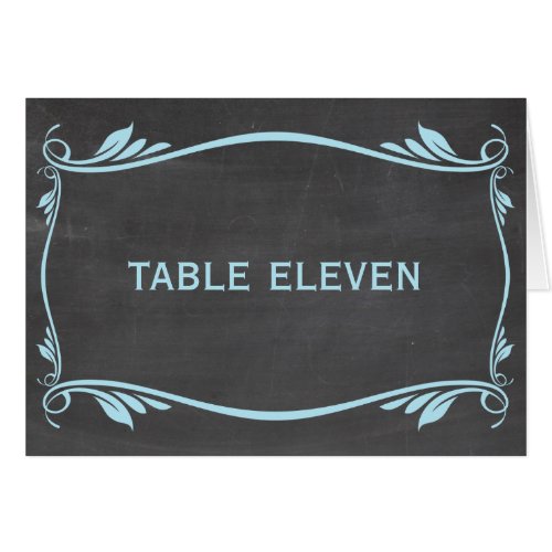 Blue Flourish Chalkboard Table Number Card