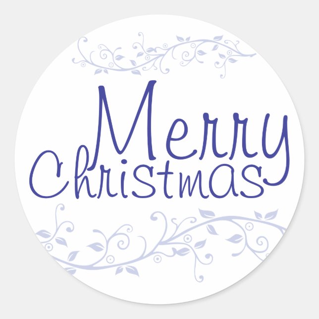 Blue Flourish Merry Christmas Sticker (Front)