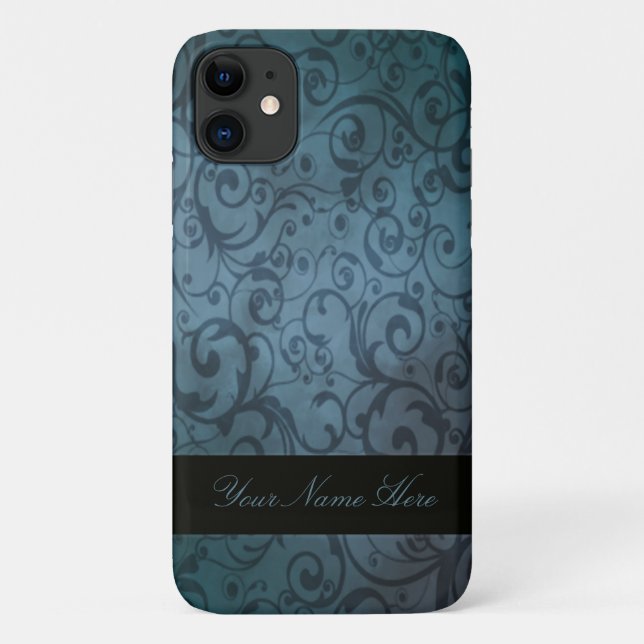 Blue Flourish Personalized Case-Mate iPhone Case (Back)