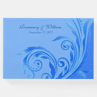 Blue Flourish Wedding Guest Book