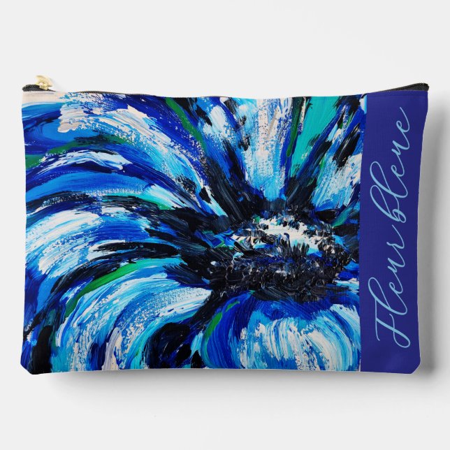 Blue flower accessory pouch (Front)