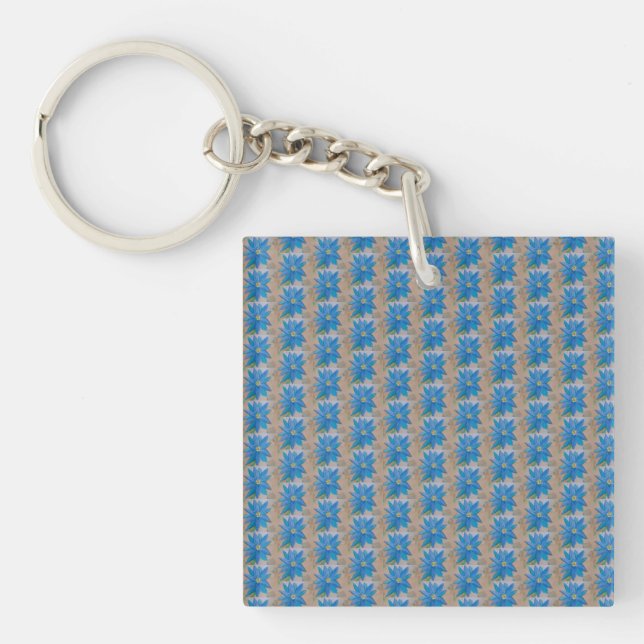 Blue Flower Acrylic Keychain (Front)