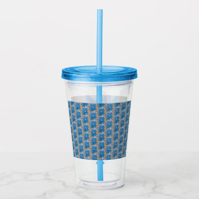 Blue Flower Acrylic Tumbler (Front)