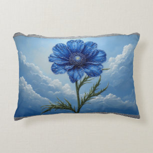 Blue Flower Against Bright Cloudy Sky Accent Pillow