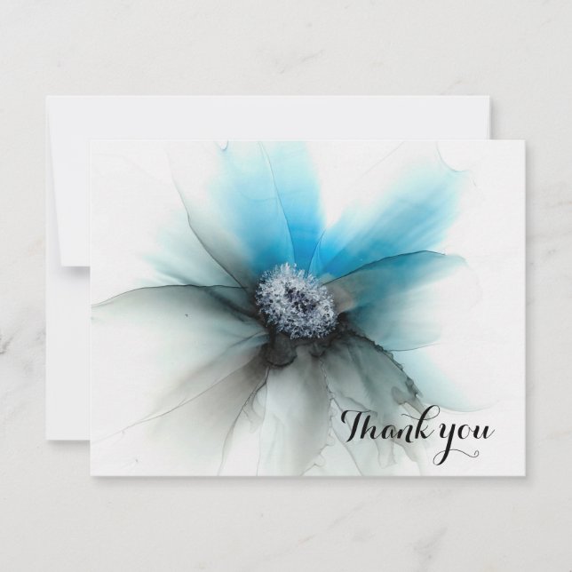 blue flower/alcohol inks thank you card (Front)